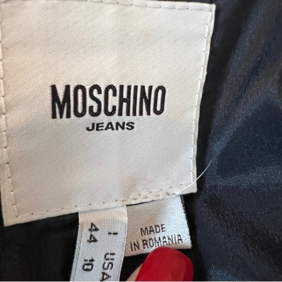 Moschino Jeans Navy Red Stitching Poplin Jacket Blazer size 10 (364) - Picture 2 of 10